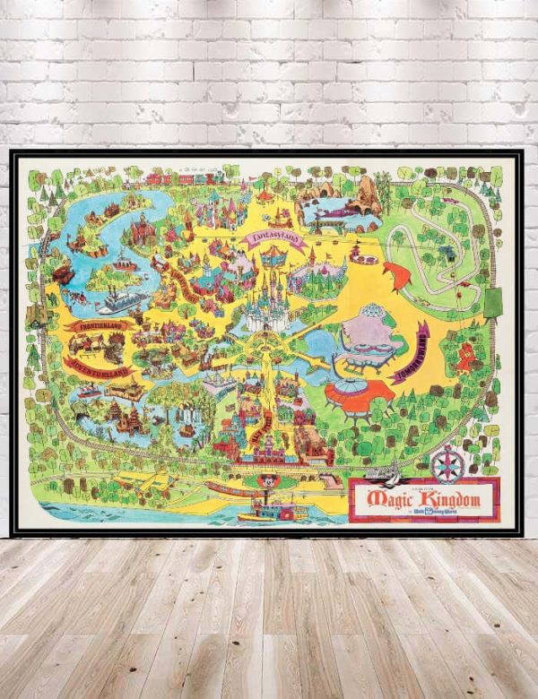 1973 Disney World Map Poster Vintage Disney Poster Disney Map Poster Magic Kingdom map poster Disney World Poster Ride Map Attraction Poster For Discount