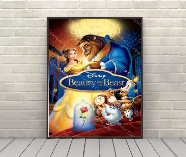 Beauty and the Beast Poster Disney World Poster Vintage Disney Poster Disneyland Poster Walt Disney Movie poster Nursery Wall Art Attraction Sale