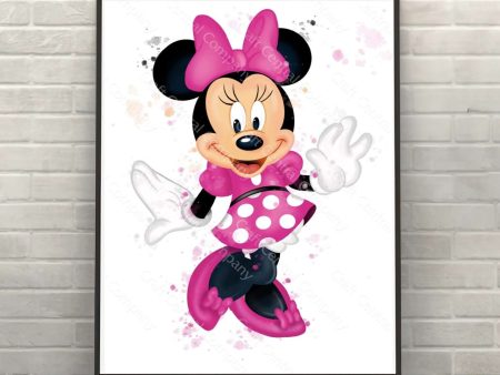 Minnie Mouse Poster Watercolor Poster Disney Poster Disneyland Poster Walt Disney World Wall Art Nursery Kids Bedroom Gift Supply