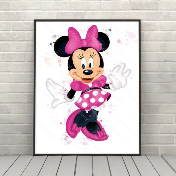 Minnie Mouse Poster Watercolor Poster Disney Poster Disneyland Poster Walt Disney World Wall Art Nursery Kids Bedroom Gift Supply