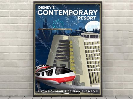 Contemporary Resort Poster Disney hotel poster Vintage Disney Poster Walt Disney World Attraction Posters Cheap