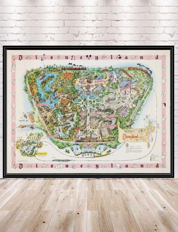 1955 Disneyland Map Poster Vintage Disney Poster Disneyland Poster Magic Kingdom Disney World Poster Ride Map Attraction Poster Fashion