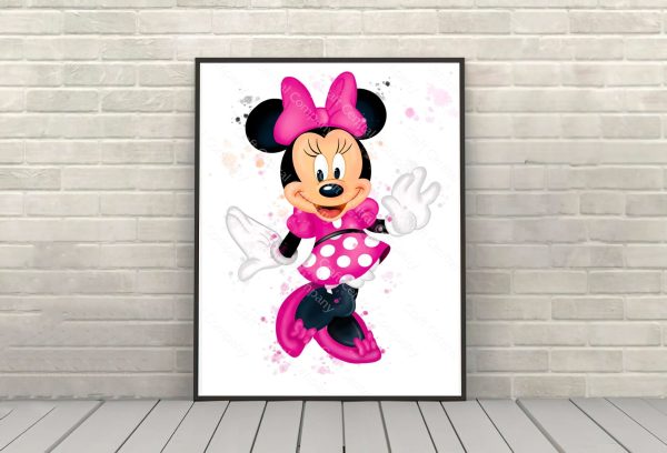 Minnie Mouse Poster Watercolor Poster Disney Poster Disneyland Poster Walt Disney World Wall Art Nursery Kids Bedroom Gift Supply