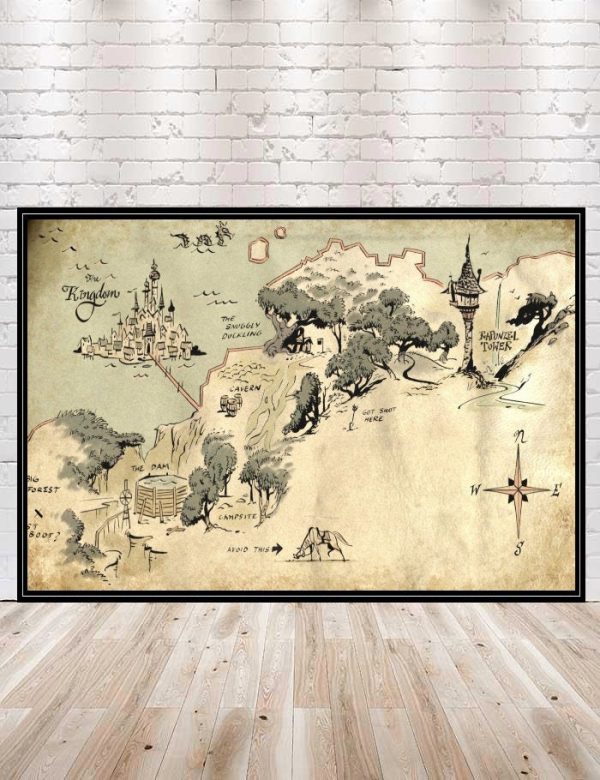 Tangled Poster Tangled Map Poster Vintage Disney Poster Princess Rapunzel Poster Disney World Poster Attraction Poster Disneyland Poster For Sale