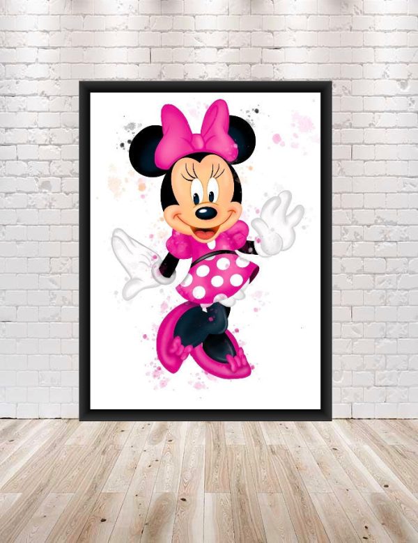 Minnie Mouse Poster Watercolor Poster Disney Poster Disneyland Poster Walt Disney World Wall Art Nursery Kids Bedroom Gift Supply