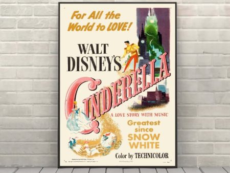 Cinderella Poster Vintage Disney Movie Poster Classic Cinderella Movie Poster Disney Poster Attraction Poster Disneyland Disney World Discount