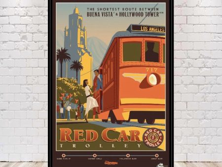 Red Car Trolley Poster Disney Poster Disney Attraction Posters California Adventure Poster Vintage Disneyland Main Street Disney World Cheap