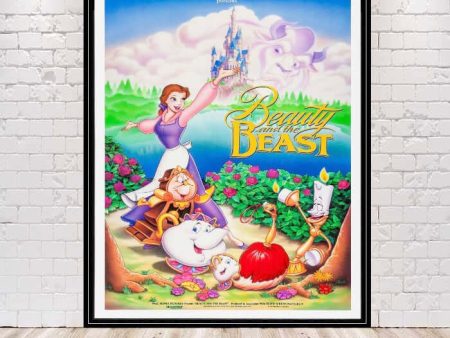 Beauty and the Beast Poster Disney Movie Poster Vintage Disney Poster Classic Disneyland Posters Walt Disney World Poster Wall Art Nursery For Sale