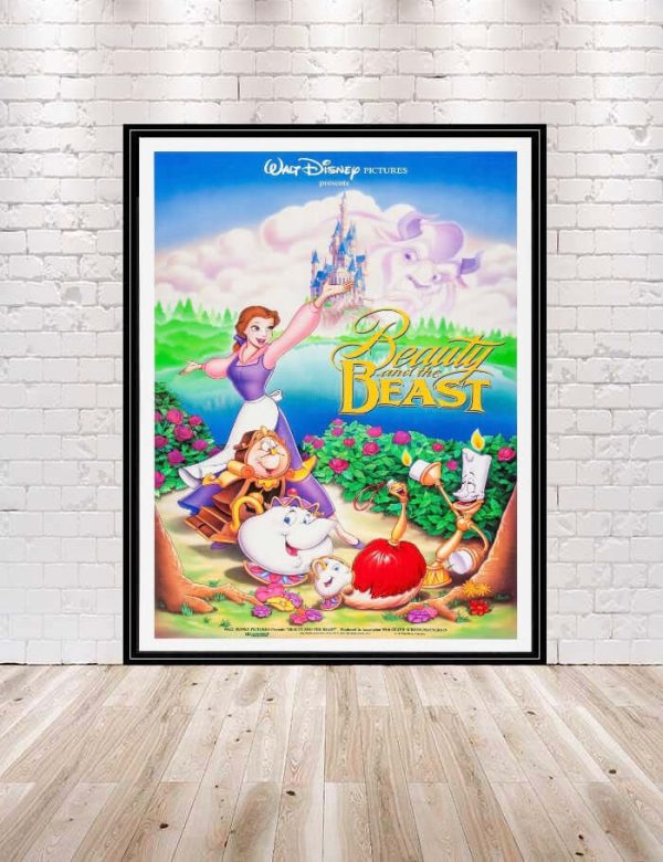 Beauty and the Beast Poster Disney Movie Poster Vintage Disney Poster Classic Disneyland Posters Walt Disney World Poster Wall Art Nursery For Sale