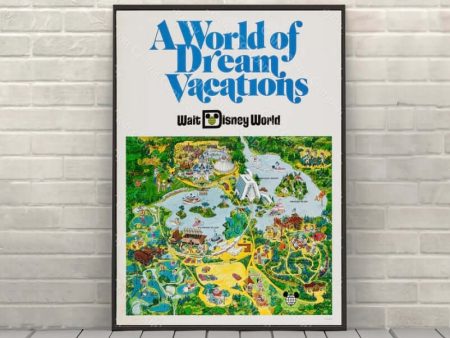 A World of Dream Vacations POSTER Vintage Disney World Map Poster Vintage Disney Posters Disney Attraction Poster Magic Kingdom Wall Art For Sale